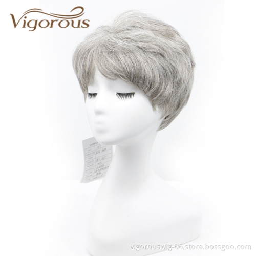 Vigorous Brazilian Cuticle Aligned Straight With Bang Short Ombre Silver Vendors Pixie Wig For Women Hair